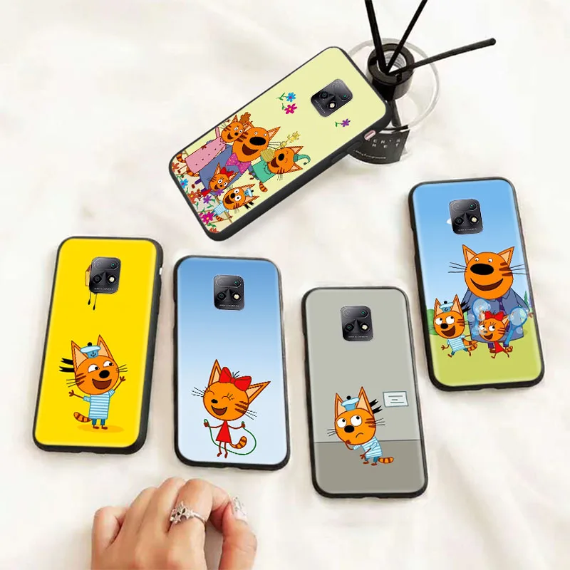 Детские Коты черные мягкие фотообои для VIVO Y12S Y12 Y17 Y21 Y21S Y31 Y31S Y52S Y74S Y75 Y76 Y76S