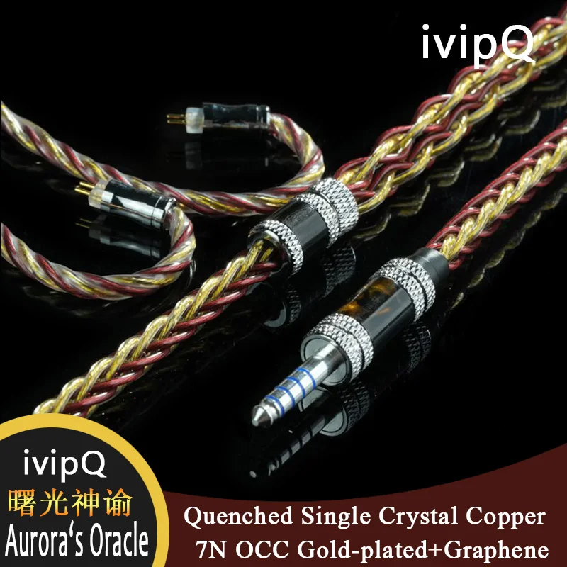 Фото IvipQ-Aurora's Oracle закаленный монокристаллический медный + 7N OCC позолота + графеновый HiFi кабель IEM 2-контактный провод для наушников 0,78 мм/MMCX №2
