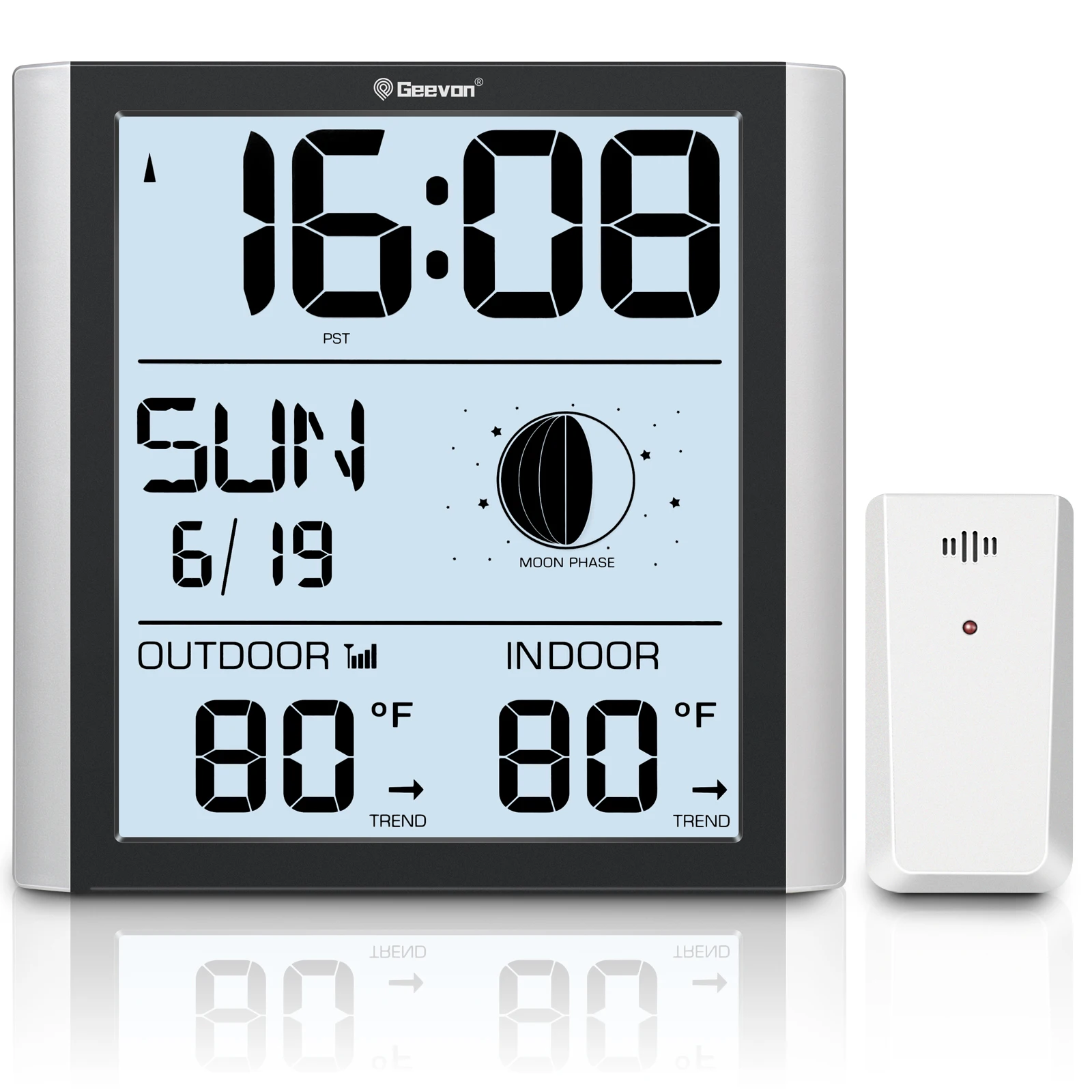 With Backlight Auto-set Digital Atomic Alarm Clock With Indoor Outdoor Temperature Calendar Moon Phase