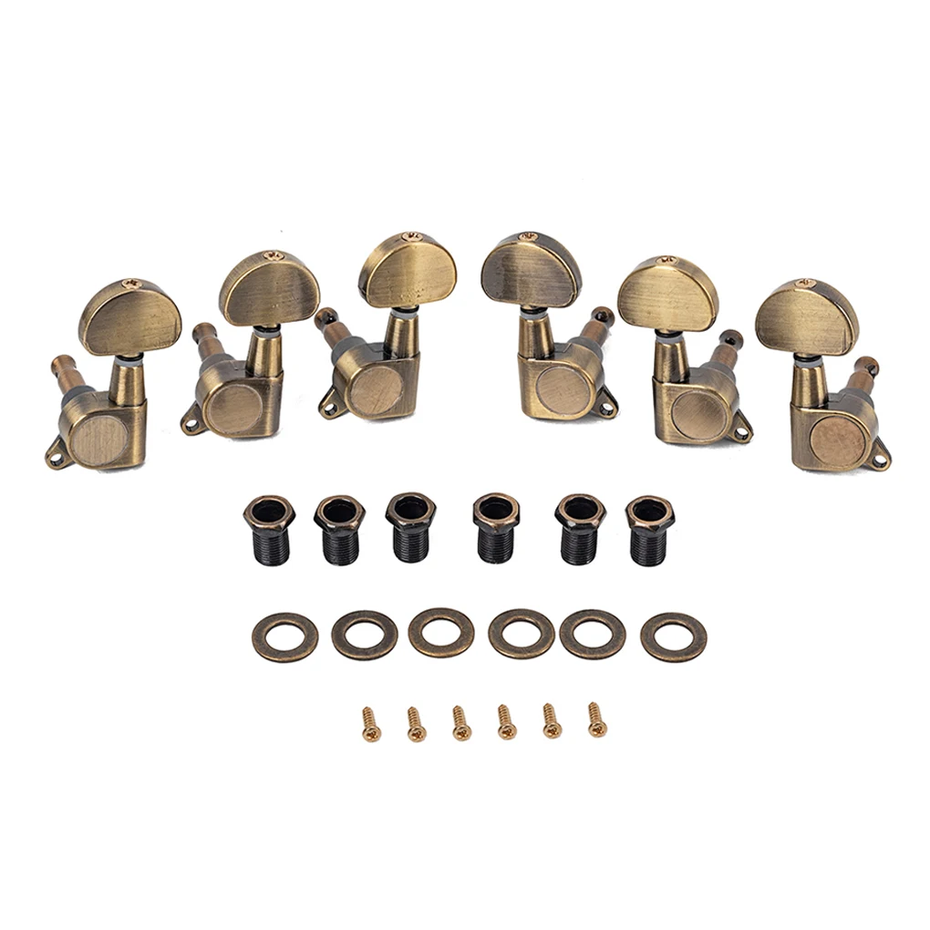

Pack of 6 Acoustic Guitar Machine Heads 3L 3R Locking Tuners Metal String Sealed Tuning Key Pegs Kit Musical Instrument Parts
