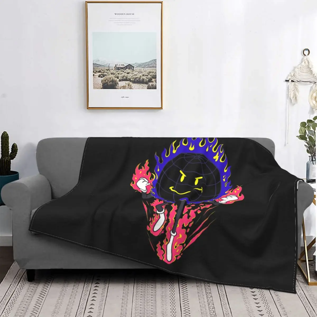 

On Fire Blanket Blue Star, Third Planet Fleece Flannel Spring Breathable Super Warm Plaid Throw Blankets For bed Plush Thin