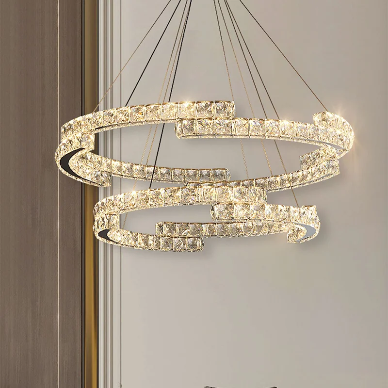 

Moonriver Lighting Italian Style Crystal Chandelier Round Ring Hanging Lamp Living Room Pendant Light for Home Decoration 2023