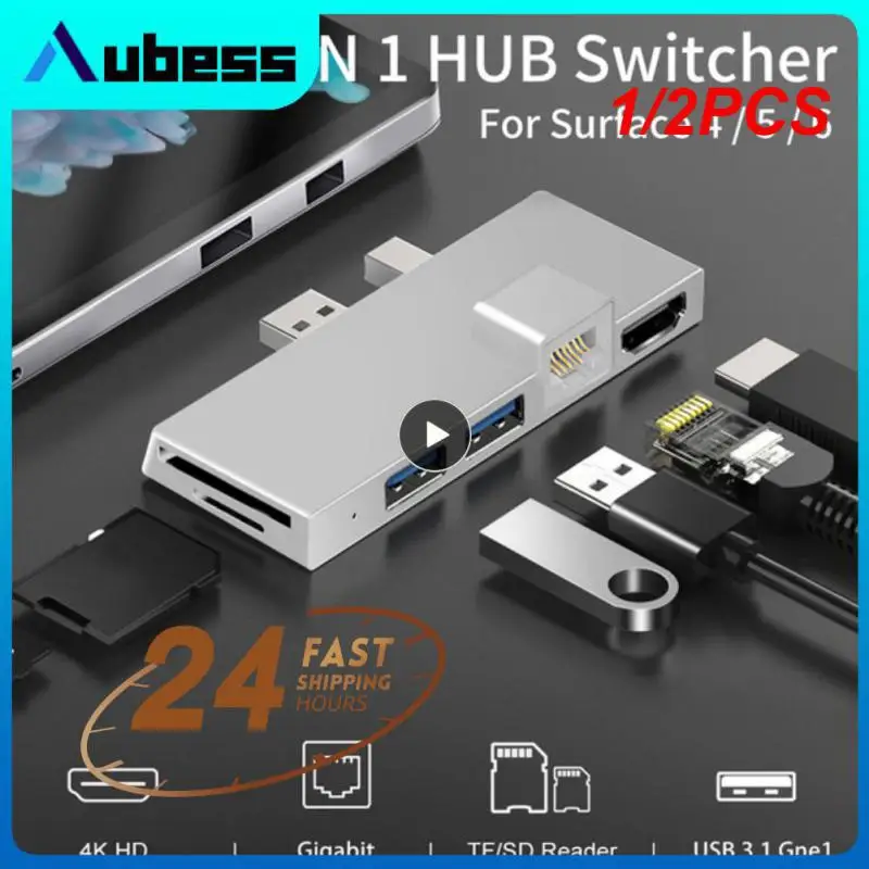 

1/2PCS Aluminum Alloy USB 3.0 Hub Docking Station USB SD/TF Card Reader Gigabit Network Converter For Microsoft Surface