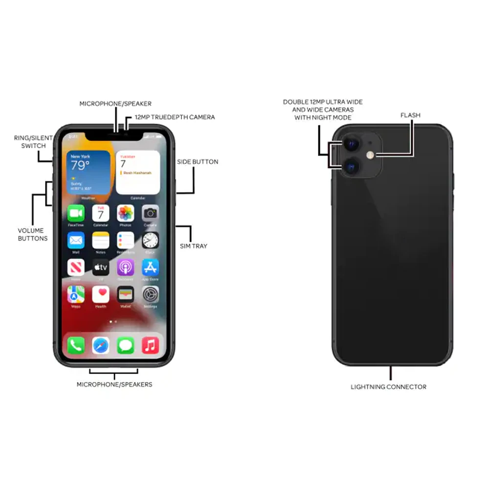 apple iphone 11 mobile phone 6 1inch a13 bionic 4gb ram 64gb128gb256gb rom hexa core 12mp nfc 4g lte original ios cellphone free global shipping