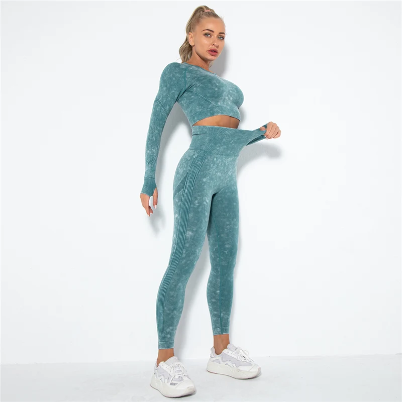 Fintess Clothing Push Up Leggings Sport Wear Women Suits Tracksuit Hamidou Cropped Top Gym Set Seamless Women Yoga Workout Set