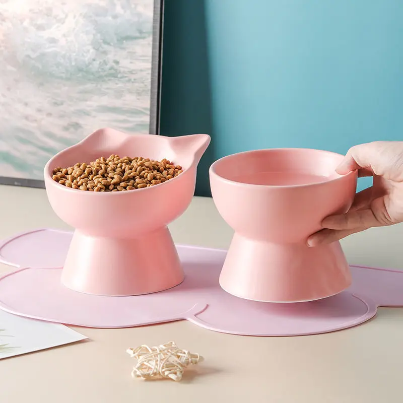 

Cat bowl ceramic Neck guard cat bowl pet bowl high foot bowl small dog-proof cat rice bowl water bowl pet supplies