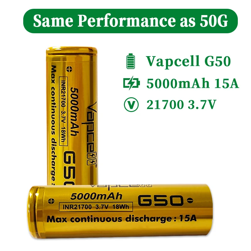 Литиевая батарея Vapcell G50 21700 5000 мАч 15 А 3 7 в перезаряжаемые