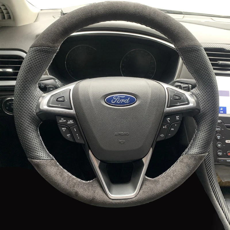 

Для Ford Fusion Mondeo 2013 2014 EDGE 2015 2016 Сделай Сам сшитая вручную черная натуральная кожа замша