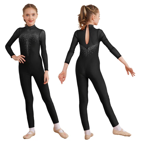 Детская Балетная джазовая танцевальная одежда комбинезон для ритмической гимнастики сценическая одежда костюм для выступлений Комбинезон для фигурного катания на коньках для девочек