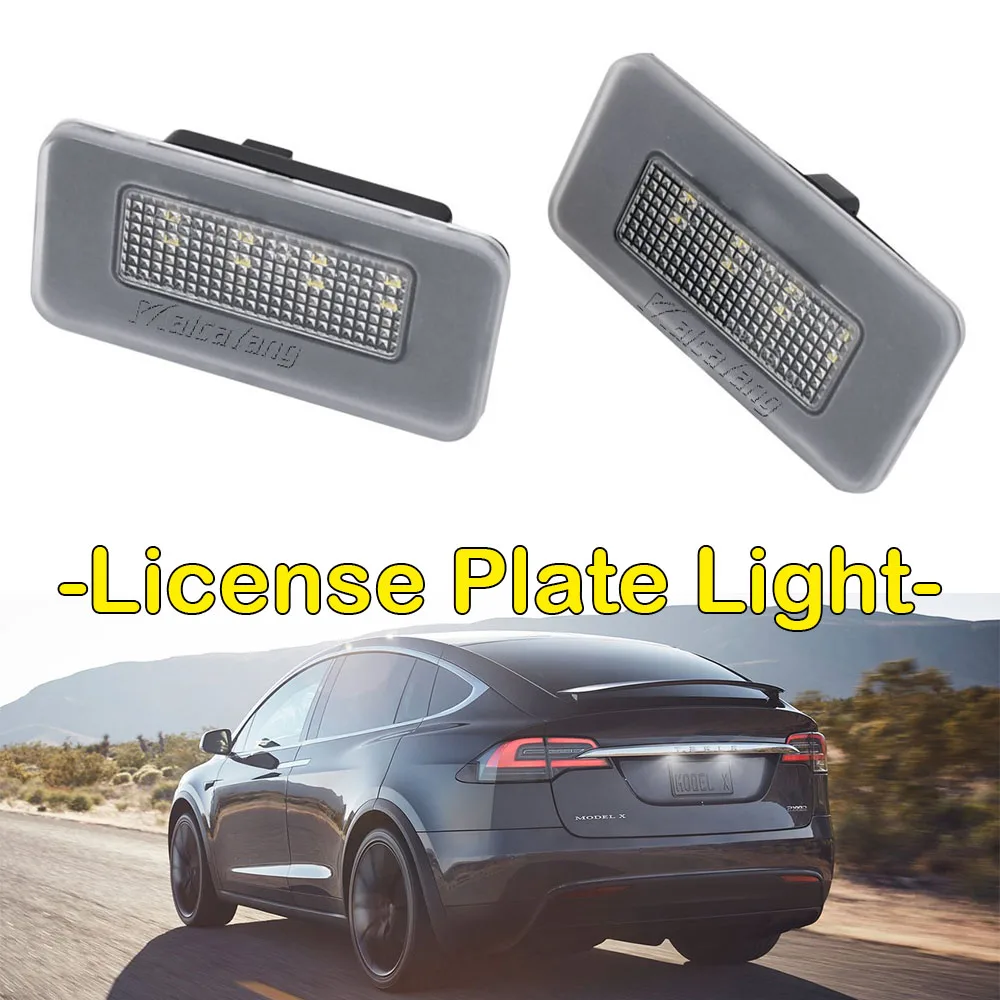 

2x Error Free Car Led License Number Plate Light White Lamp 103434100A For Tesla Model X 2016-up Model S 2017-up