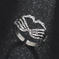 hell ghost hand ring vintage punk goth dark hand and heart adjustable men women couple rings hip hop fashion charm jewelry gifts