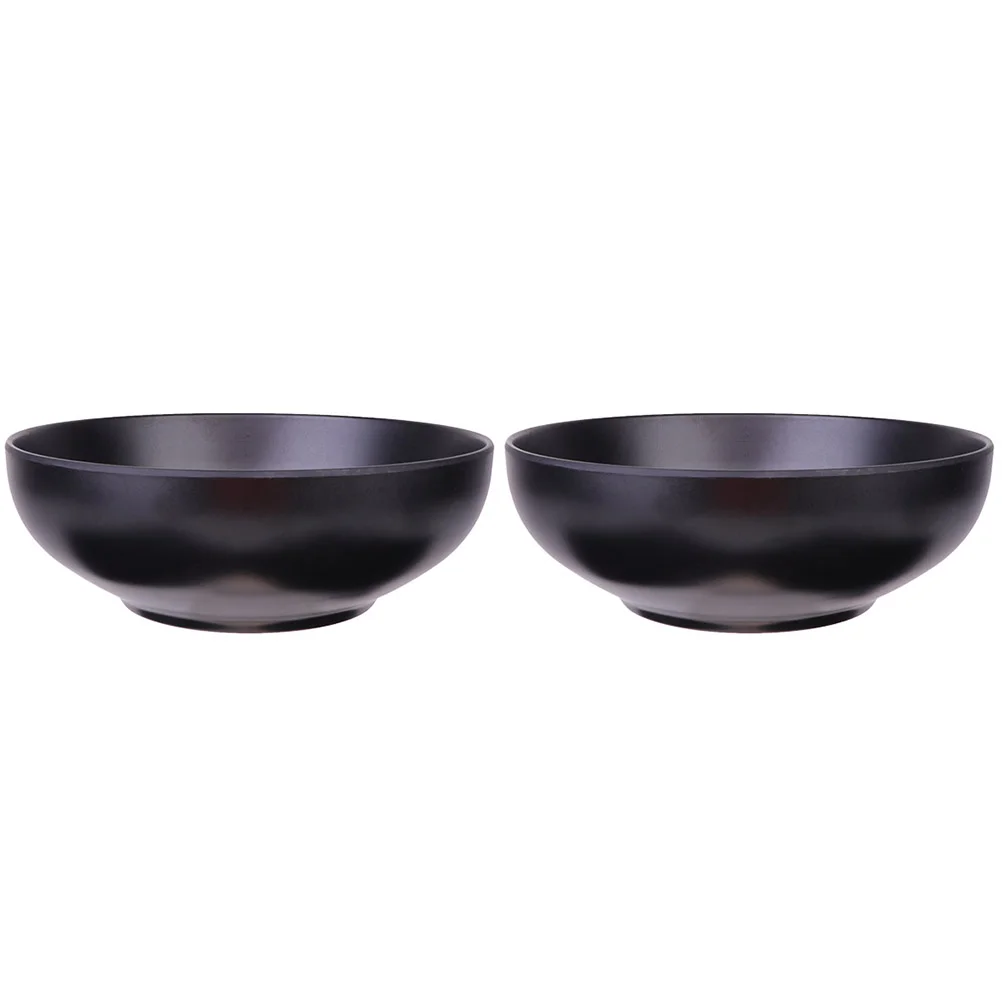 

2 Pcs Ceramic Soup Bowl Pasta Bowls Melamine Noodle Container Cereal Dessert Black Flatware Snack Dish Tableware Japanese Ramen