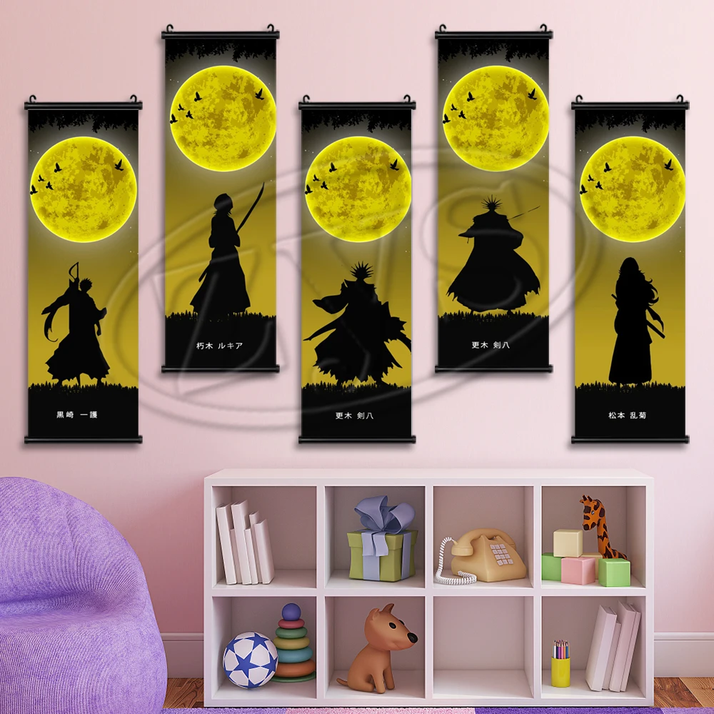 

Плакат с отбеливателем Висячие свитки художественная роспись Аниме Картина на холсте Настенная картина декор для детской спальни дома Куа...