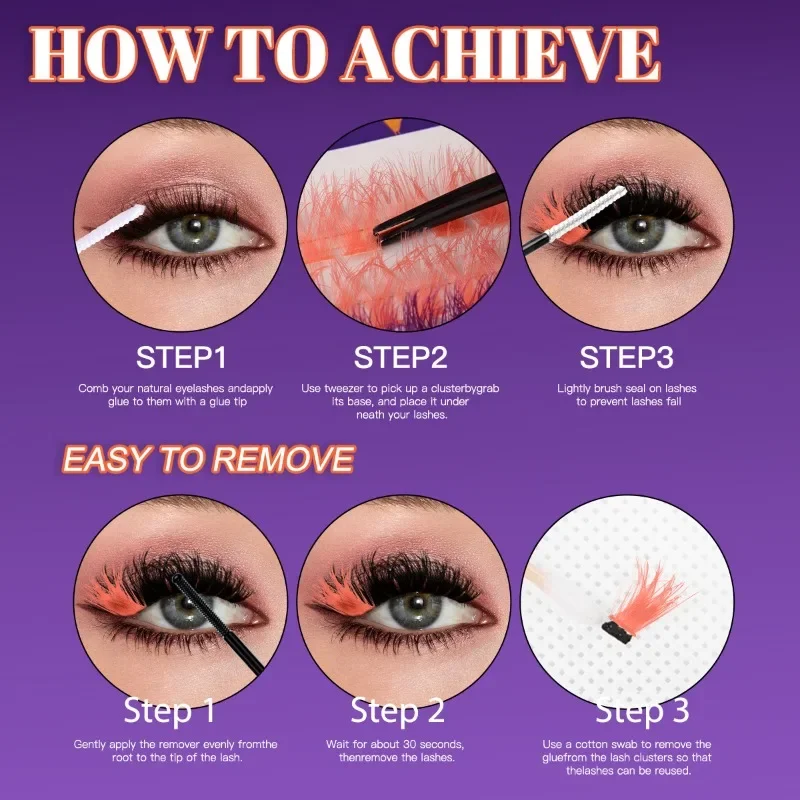 5-цветный набор для наращивания ресниц на Хэллоуин вьющиеся и плотные цвета