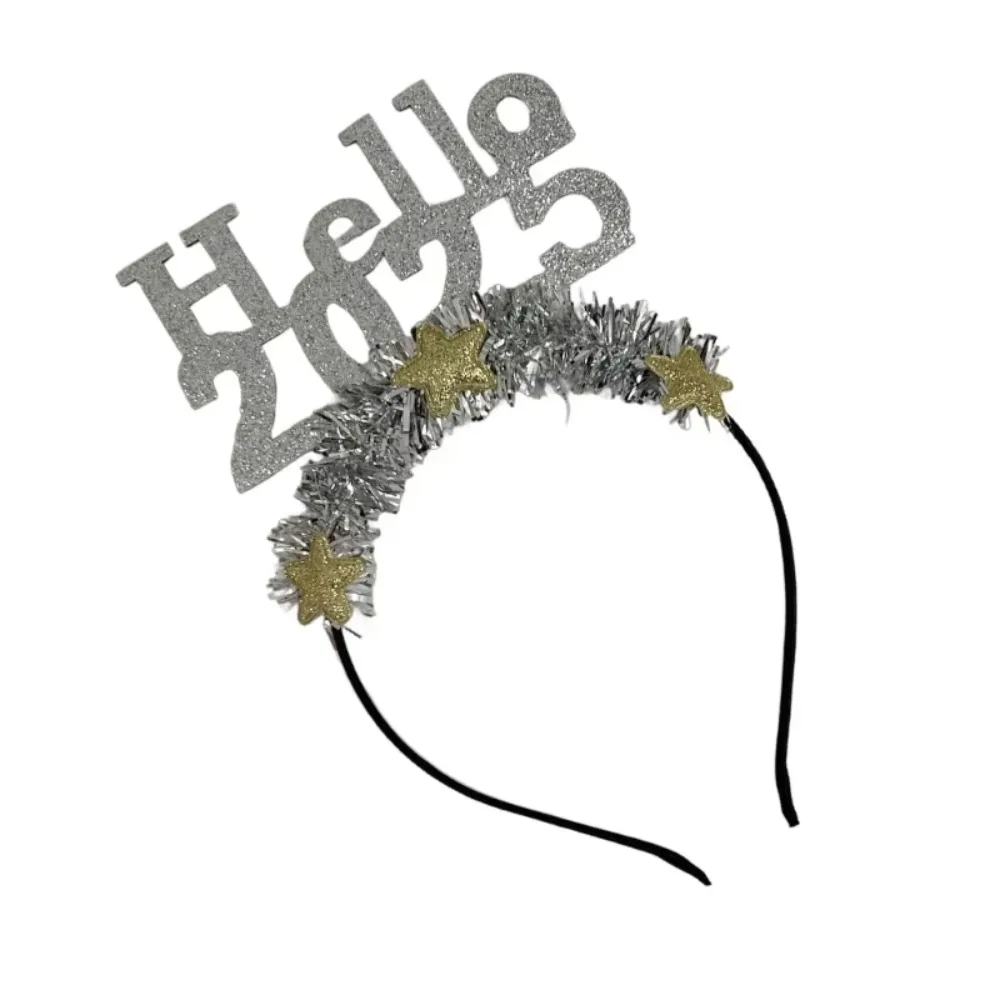 Hello 2025 с Новым годом повязка на голову со звездой и блестками новогоднее