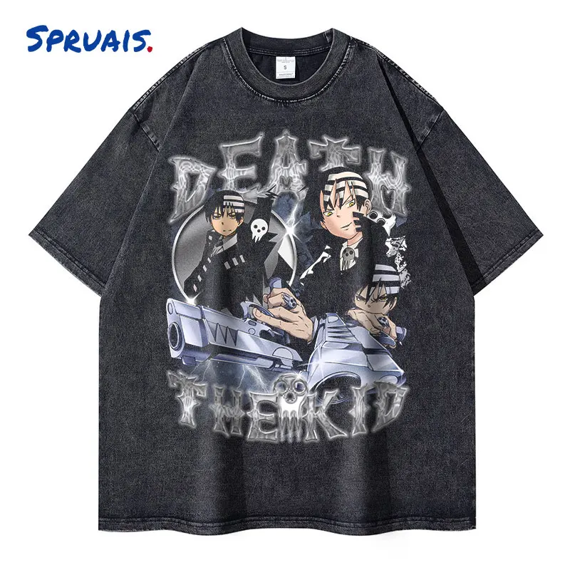 

Футболка мужская оверсайз из 100% хлопка, с принтом аниме соуер Ед, винтажная, вареная смерть, уличная одежда, топы с коротким рукавом в стиле ретро