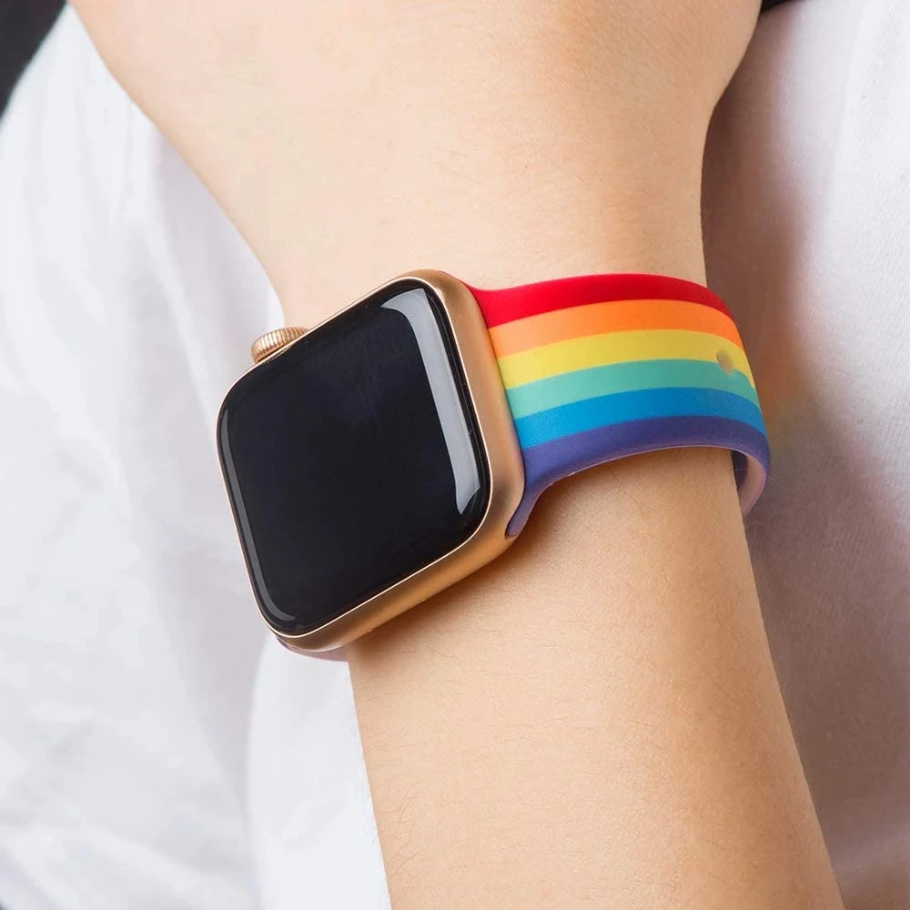 

Strap For Apple watch band 44mm 40mm 45mm 41mm 42mm 38mm 44 45 mm Printed silicone watchband bracelet iWatch serie 7 6 5 4 3 se