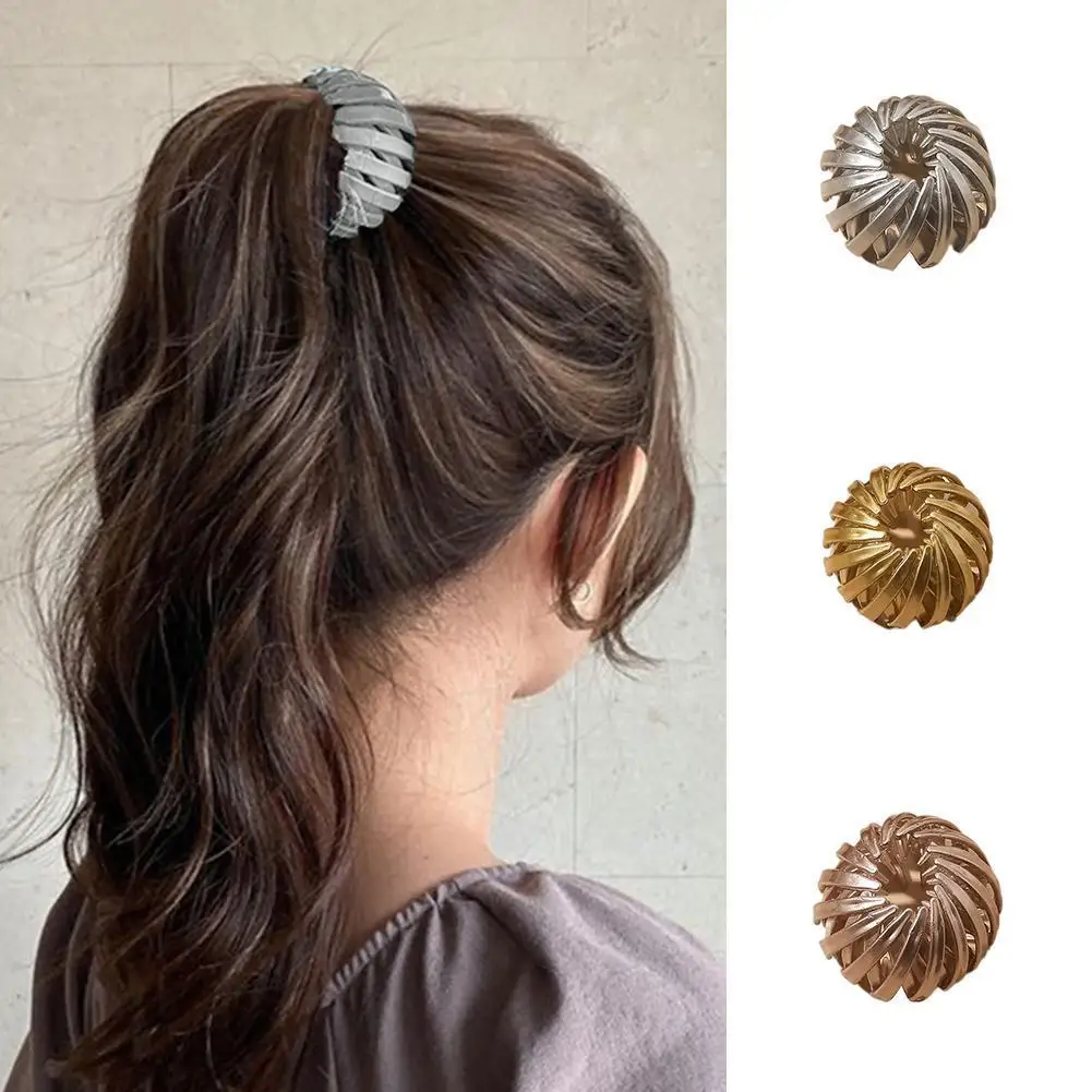 

Fashion Women Hair Claw Color Horsetail Buckle Hair Clip Bun Bird Nest Expanding Hair Accessories Female Ponytail Hairpins