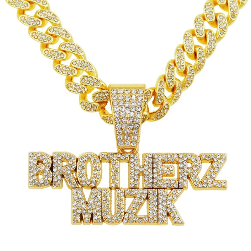 

Европейская подвеска в стиле хип-хоп с надписью «два ряда», модное мужское ожерелье с кубинской цепью Майами