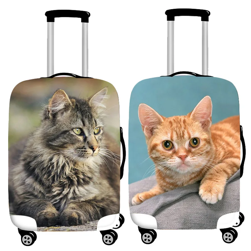 Cute Pet Cat Pattern Travel Suitcase Dust Cover Luggage Protective Cover 18-32 Inch Trolley Case Dust Cover Travel Accessories