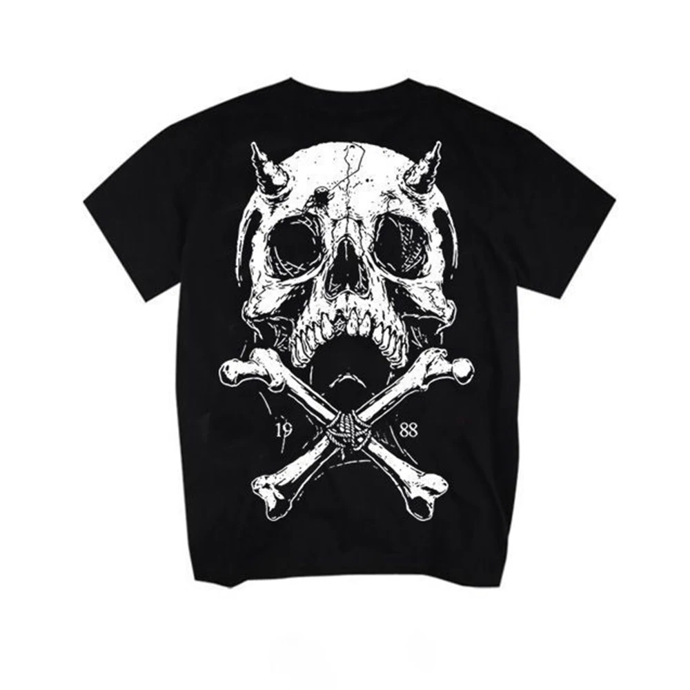 

Pure Cotton Short-sleeved Men's Original Design Dark Short-sleeved T-shirt Rock Band Hardcore Skull Punk Heavy Metal West Coast
