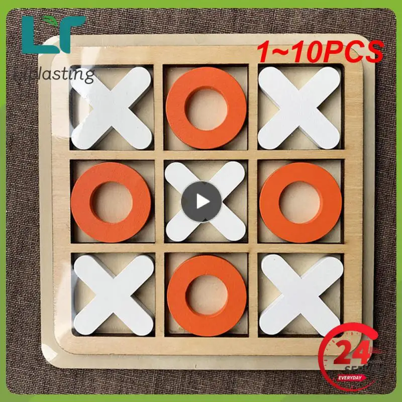 

1~10PCS Wooden Tic TAC Toe Board Game Leisure Intelligent Family Games Funny Table Game Parent-Child Xoxo Chess Ox Chess