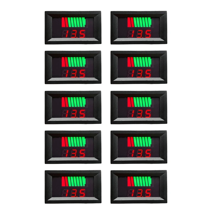 

GTBL 10Pcs Battery Gauge Display DC Digital Display Lithium Battery Vehicle Voltmeter