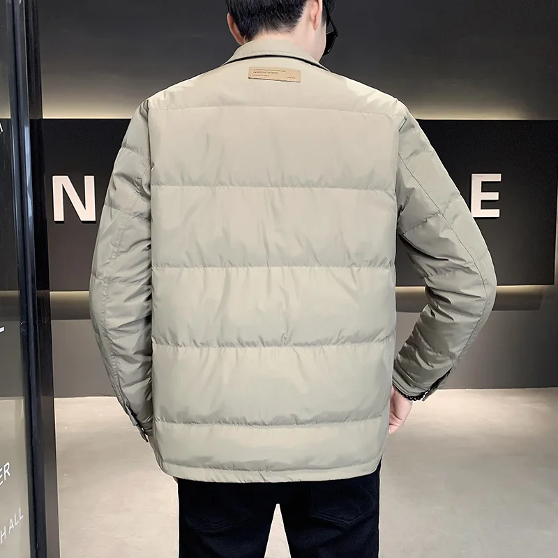 Down Jacket Men 2022 Autumn and Winter New Light and Short Casual Work Clothes Versatile Lapel Coat