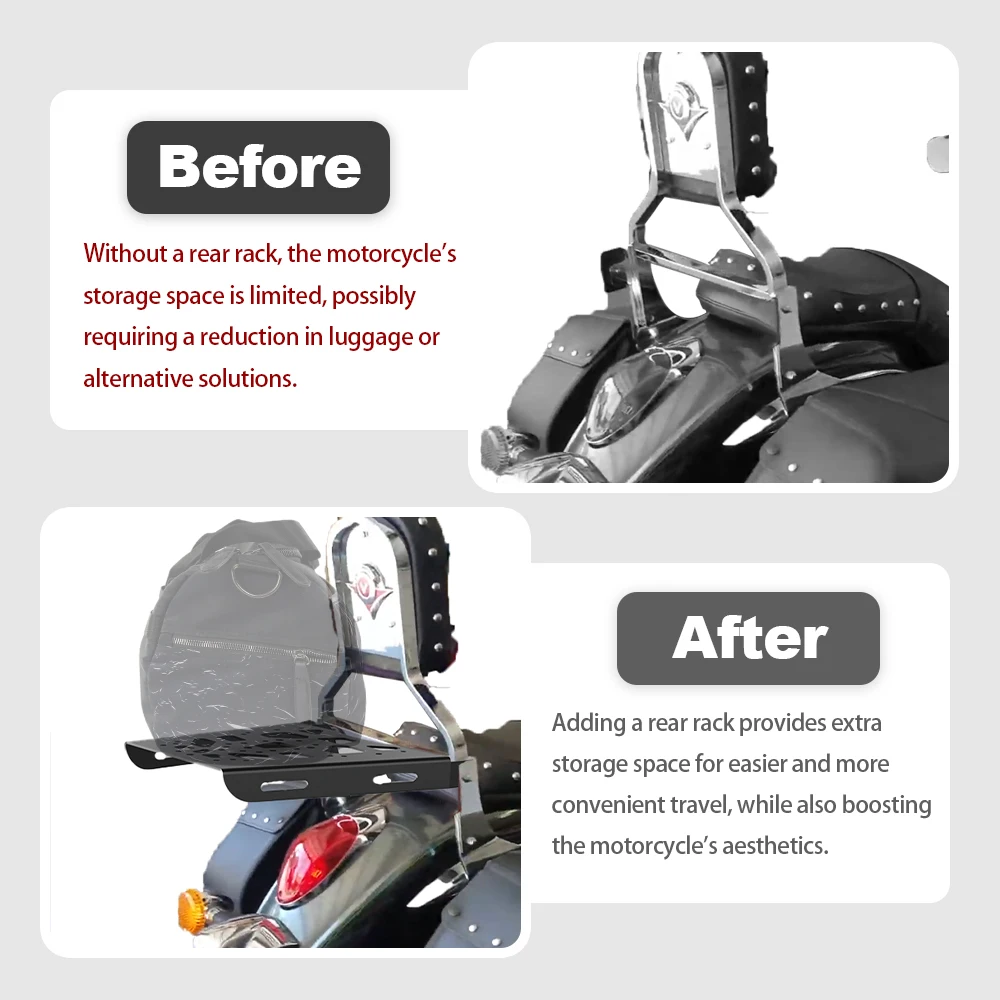 Фото Задняя стойка мотоцикла для Kawasaki Vulcan 900 1700 2000 Classic VN900LT VN1700LT VN2000LT, кронштейн полки для багажа, поддержка хвостовой коробки №4