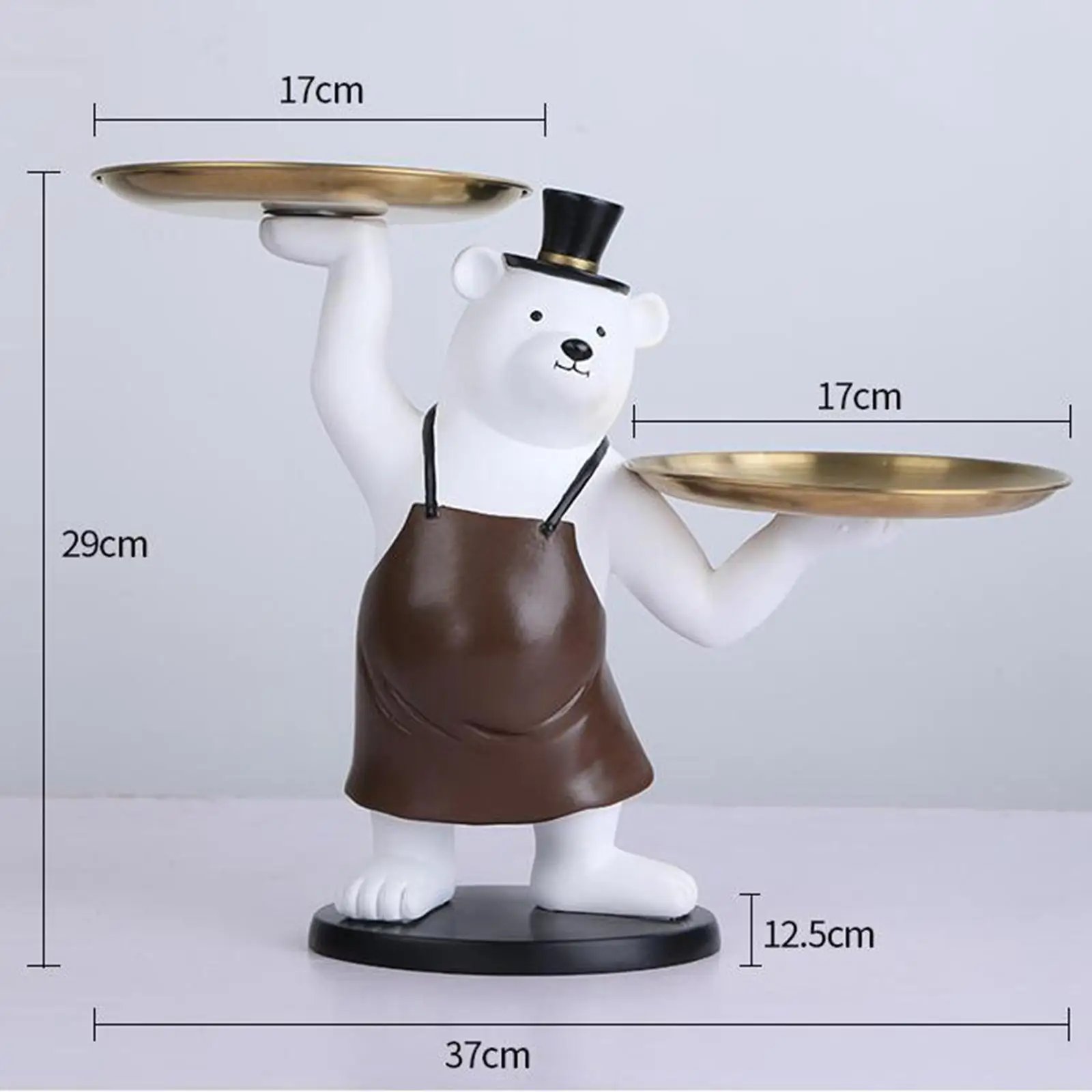 

Lovely Bear Statue with Tray Home Decoration Animal Sculpture Jewelry Storage Rack for Desk Entrance Dining Table Cabinet Office