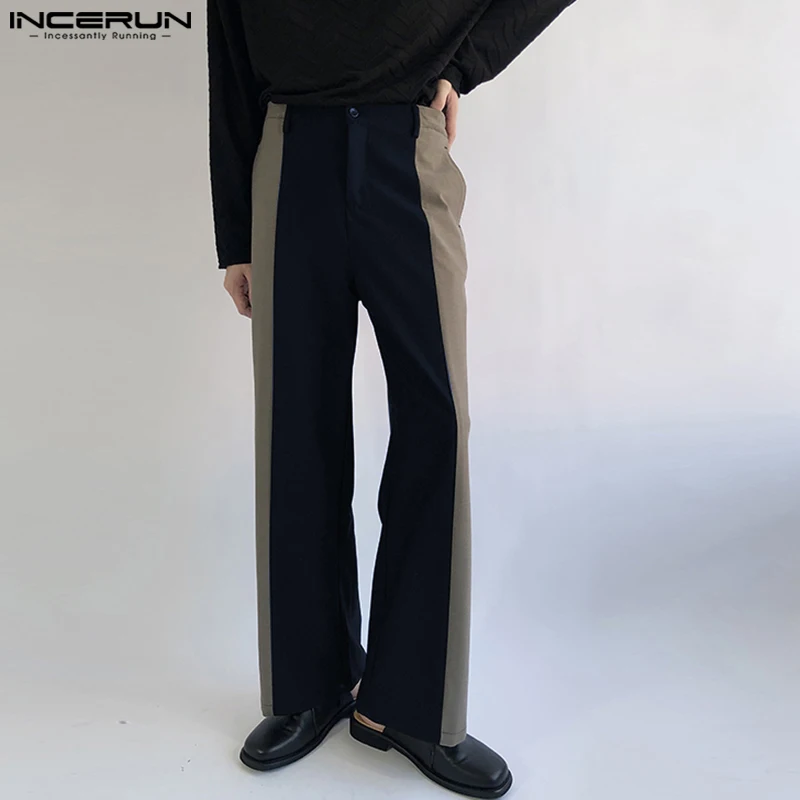 

Korean Style New Men's Contrasting Color Patchwork Straight Pants Casual Male Loose Drape Patchwork Pantalons S-5XL INCERUN 2023