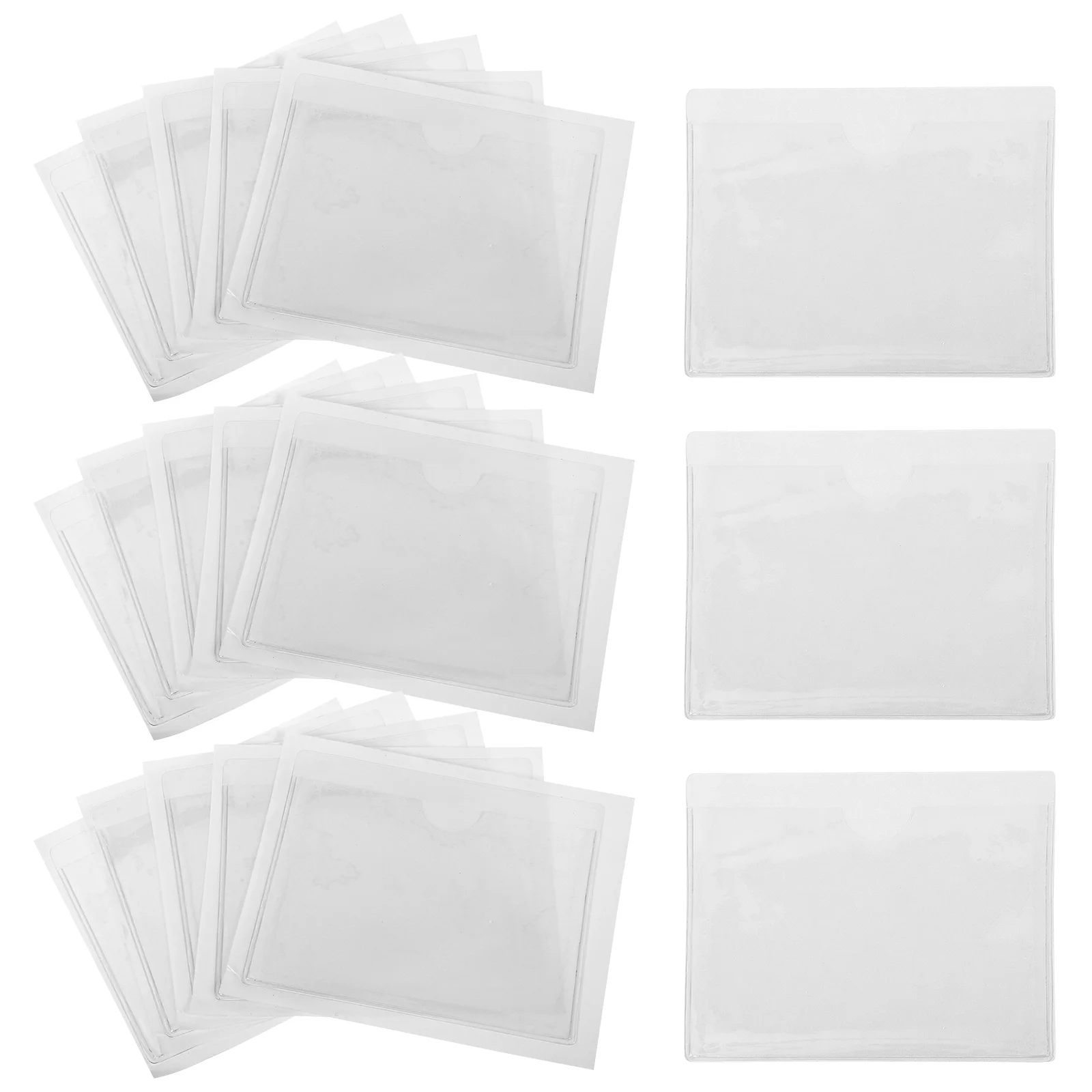 

50 Pcs Card Sleeves Adhesive Label Pockets Holder Plastic Protector Business Organizer Pvc Clear Pouch Material
