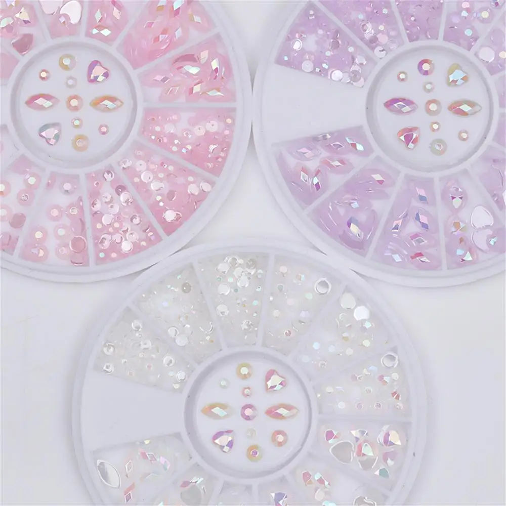 

3D Water Dropped Colorful Flat Shaped Manicure Decor DIY Tips Glass Stone Nail Art Rhinestone