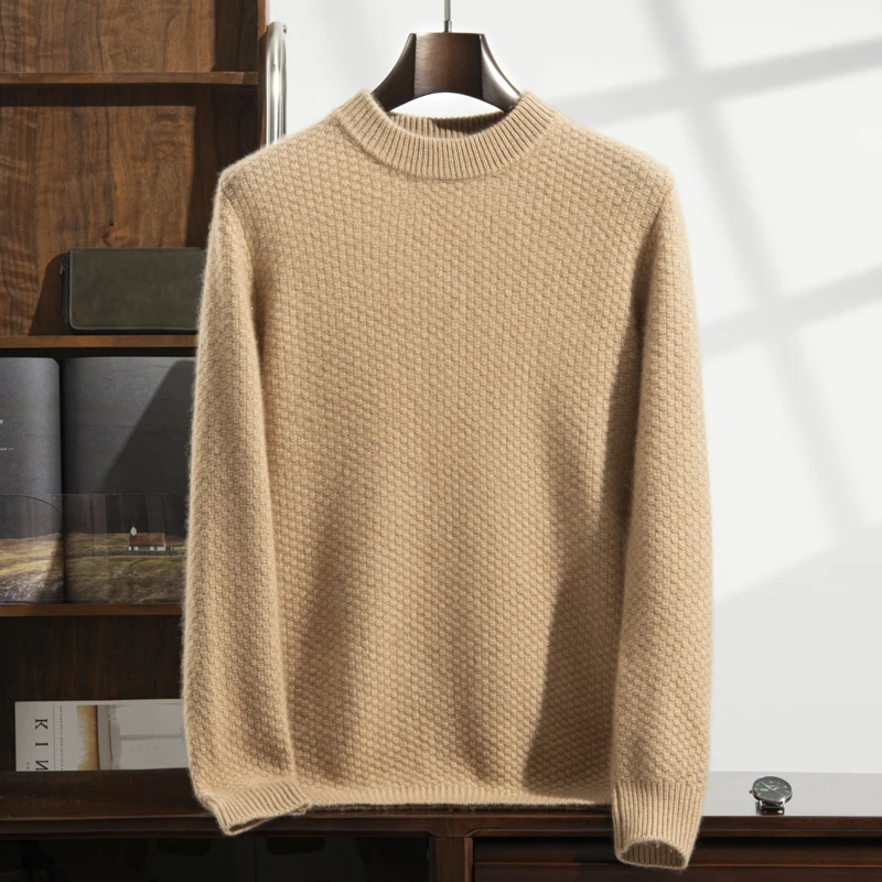 Зимний утепленный свитер из 100% чистого кашемира мужской вязаный пуловер с