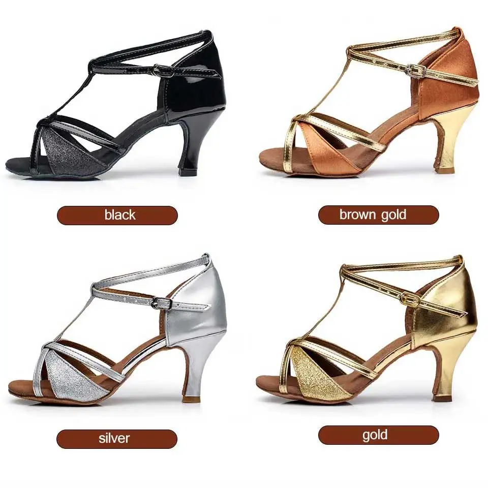 New Ballroom Dance Shoes Women Latin Dance Shoes Tango Soft Sole Jazz Shoes Girls Salsa Shoes 5.5/7.5cm Practice Sandals