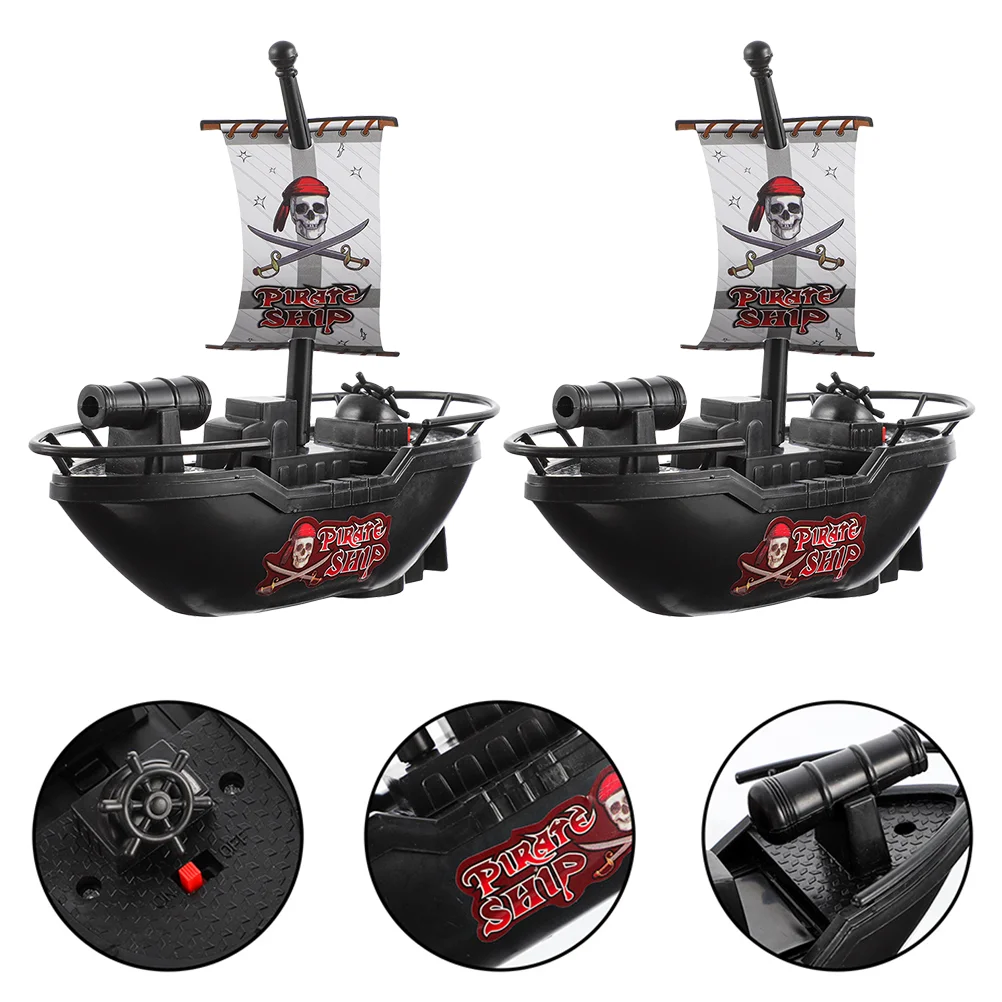 

2 Pcs Electric Pirate Ship Kids Pool Toy Educational Playthings Boat Toys Baby Bath Funny Children Summer
