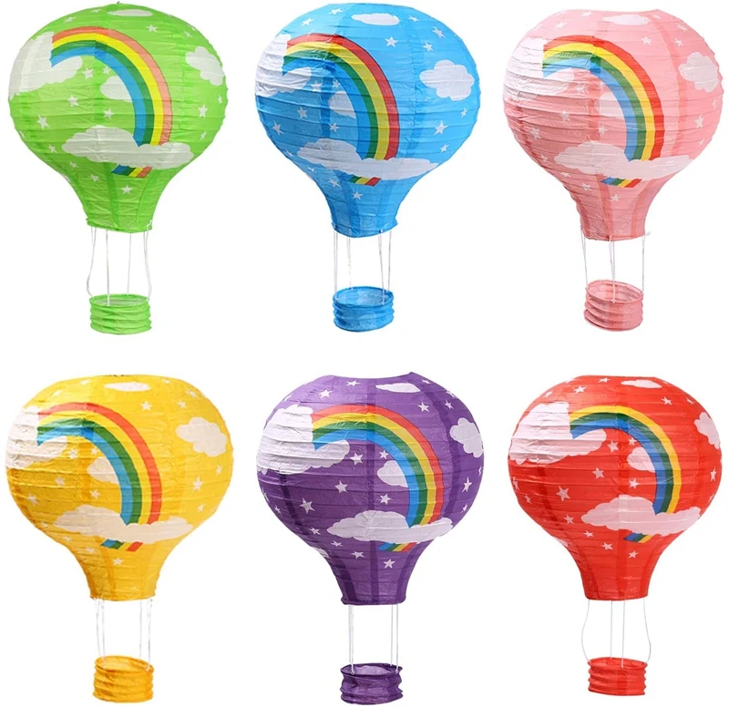 

12-дюймовые бумажные фонари, Радужный фонарь, шар с горячим воздухом, шар, наружные подвесные украшения для дня рождения, свадьбы, Дня Святого...