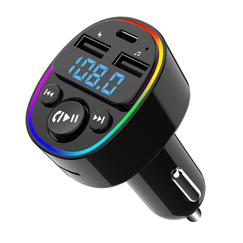 

Car Bluetooth 5.0 FM Transmitter PD Type-C Dual USB Charger MP3 Player Adapter Handsfree U Disk TF Card Lossless Music