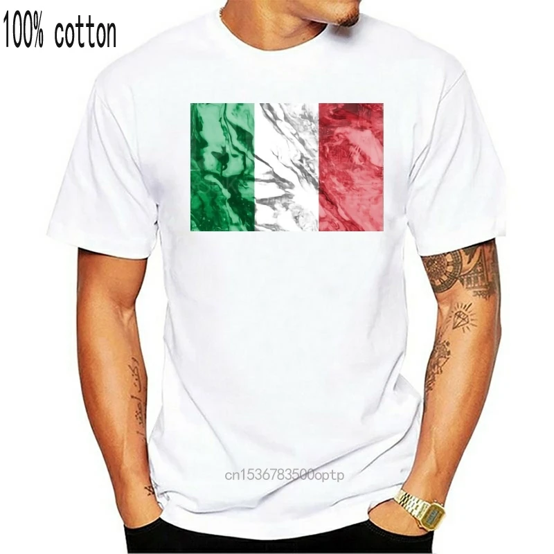 Футболка мужская с надписью флаг Италии и мраморной текстурой 100% хлопок - купить
