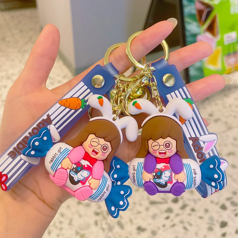 

Модный трендовый мягкий силиконовый брелок для девочек в виде кролика, брелок для школьных сумок, Симпатичные аксессуары в Корейском стиле