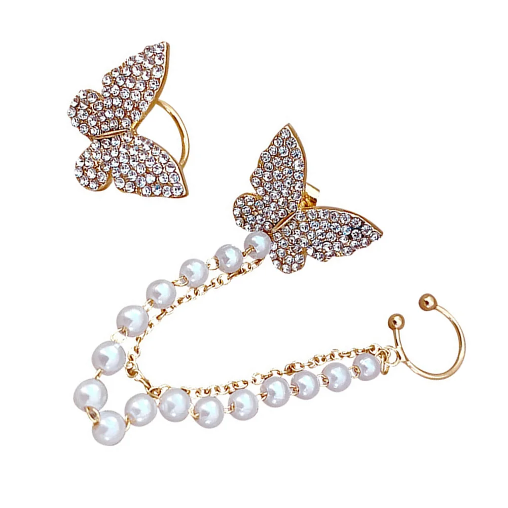 

Ear Butterflies Rhinestone Earrings Cuff Stud Women Hookwrap Clips Rhinestones Fairy Girls