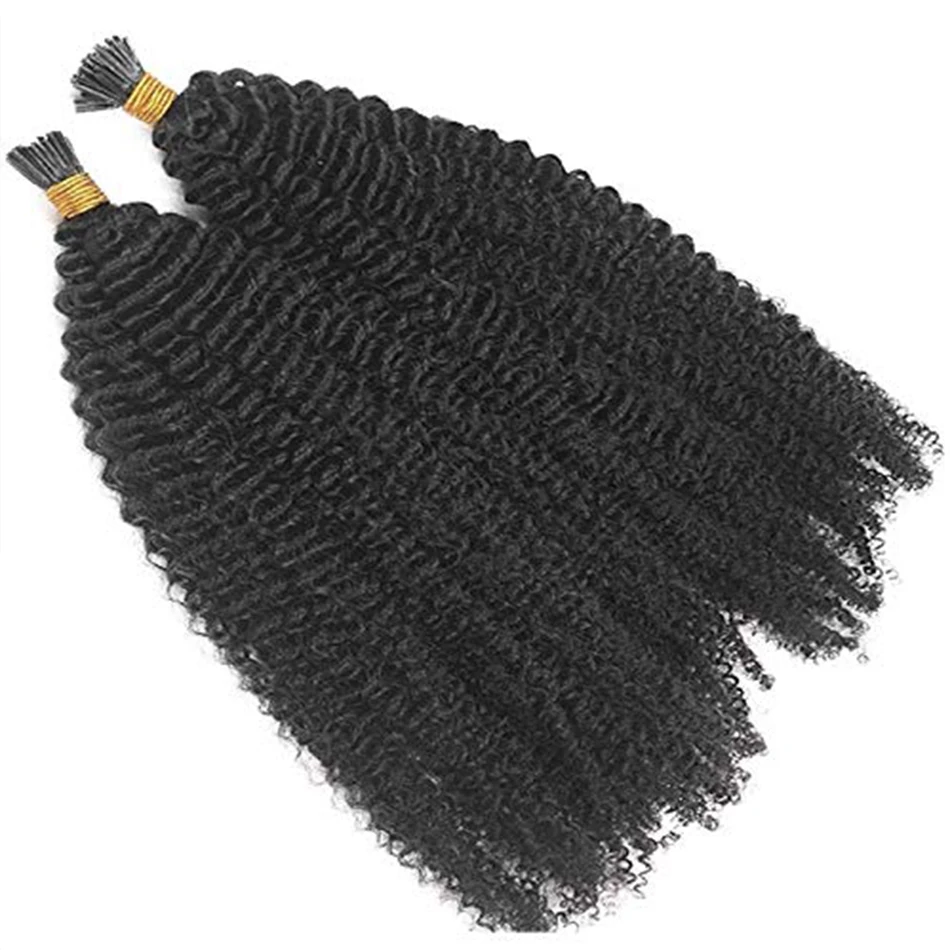 Long Afro Kinky Curly I Tip Human Hair Extension Keratin Fusion Mongolian Human Hair I Tip Hair Extensions 1g/100 strand