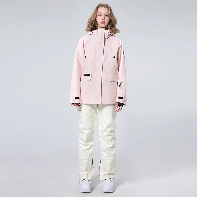 Уличный женский костюм для сноуборда куртка с капюшоном и штаны комбинезон
