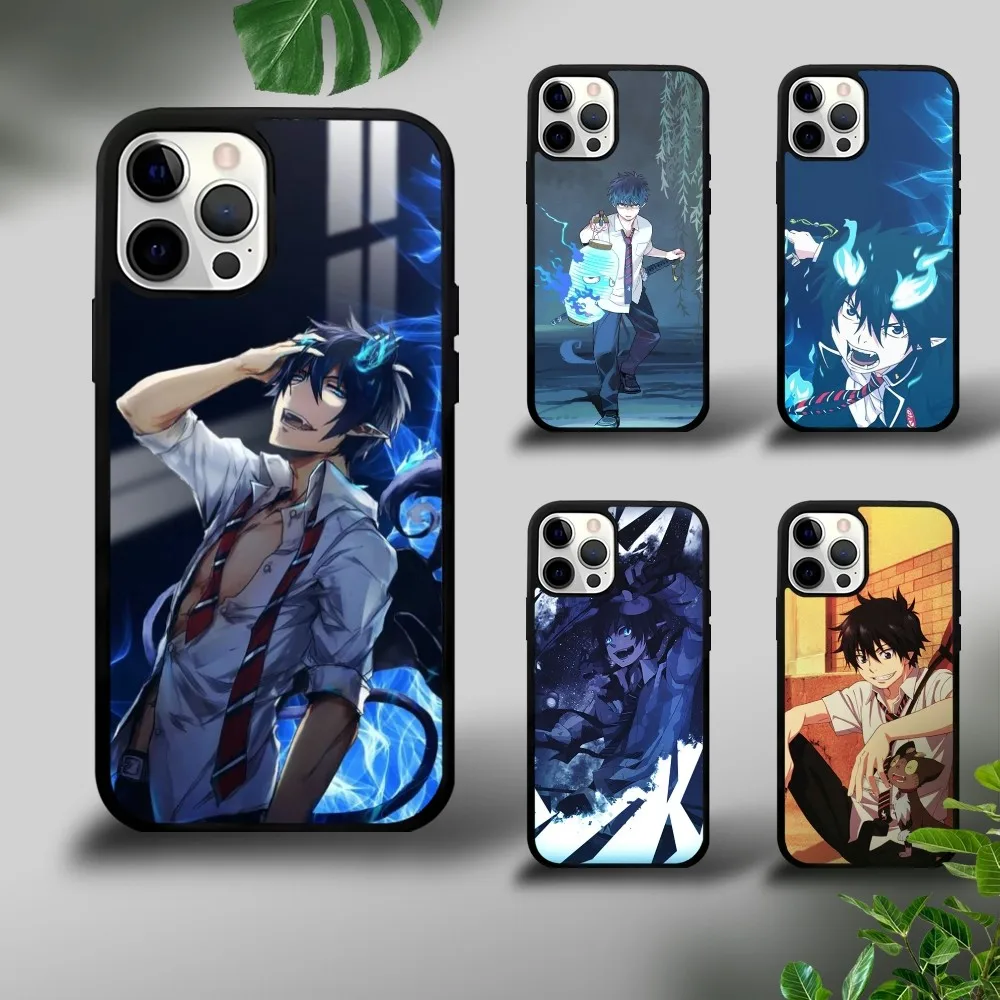 Blue E-Exorcist Cartoon Anime Phone Case For iPhone 16 15 14 13 12 11 Pro Xs Max Mini Plus Celulares Hard Funda