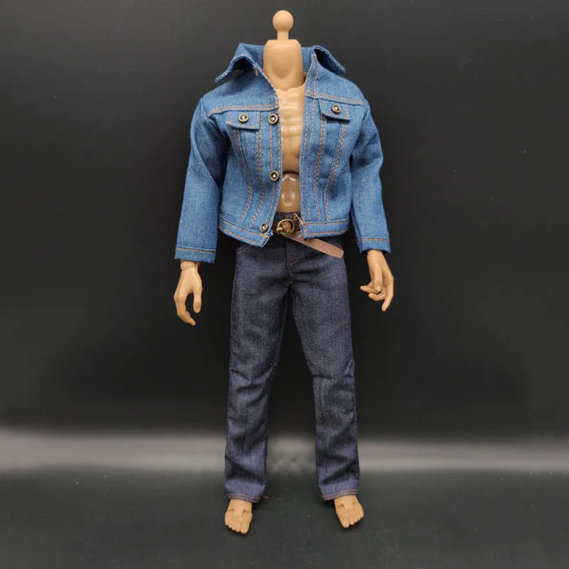 

1/6 Scale Male Denim Jacket Short Tops Jeans Pant Clothes Model Fit 12'' Action Figure Body