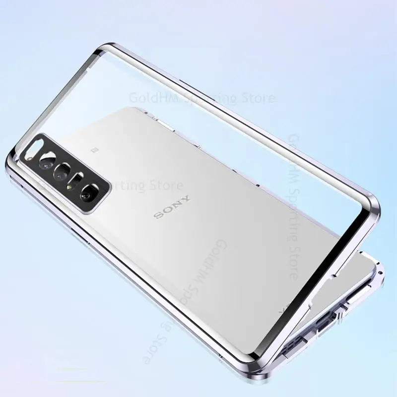 For Sony Xperia Pro-I Tempered Glass Magnetic Adsorption Flip Phone Case For Xperia 5 1 10 III 360 Double Sided Protector Cover