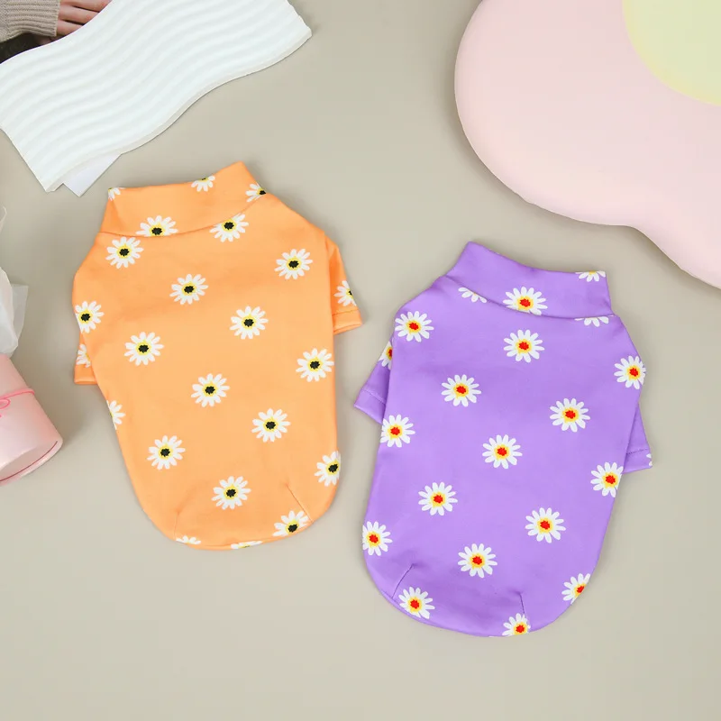 

Одежда для собак и домашних животных, толстовки с маргаритками, одежда для собак, кошек, маленьких цветочных принтов, удобная рубашка, милая ...
