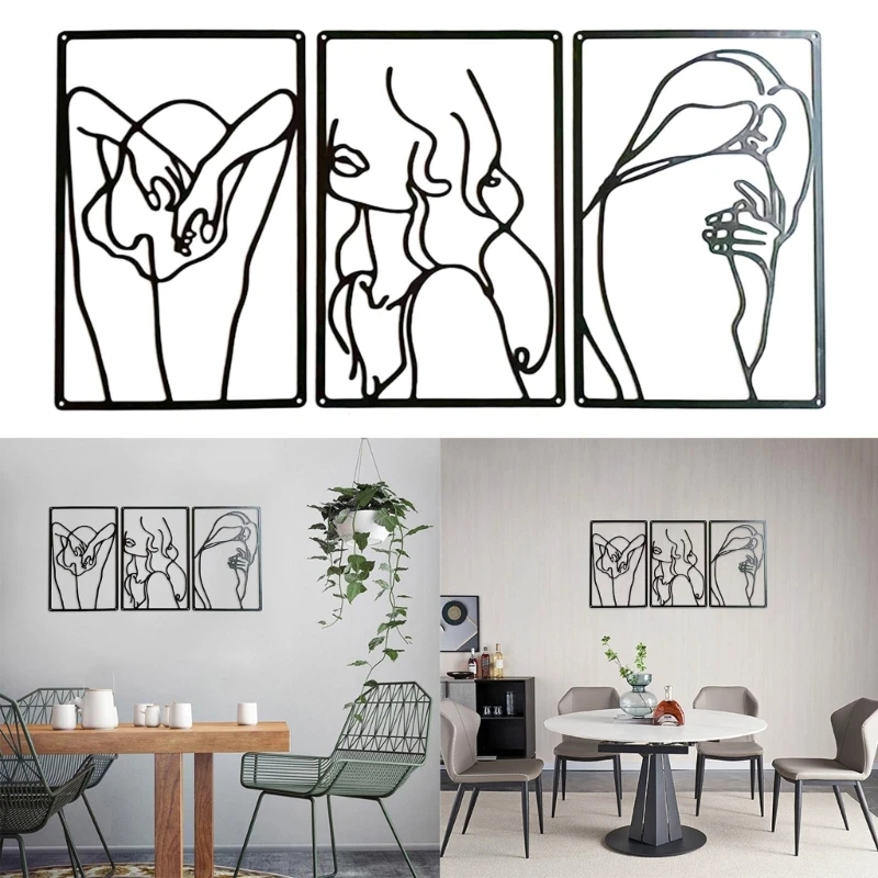 

3 шт., металлические минималисты, абстрактные женские настенные художественные рисунки, настенные художественные декорации,