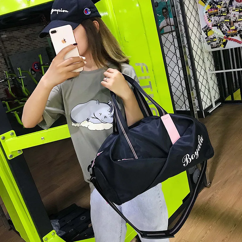 Fitness Bag for Women Gym Yoga Travel Luggage Handbag Training Duffle Sports Shoes Pocket Suitcase Shoulder Outdoor Weekend Bag