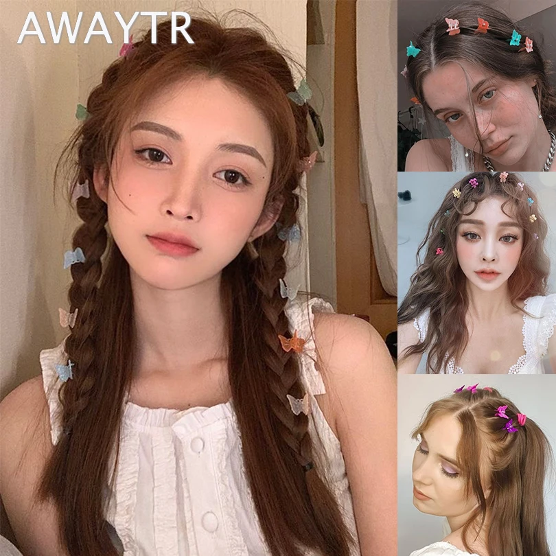 

AWAYTR 6 шт. заколки для волос с бабочками маленькие крабы для волос женские когти конфетных цветов заколка для волос аксессуары для волос